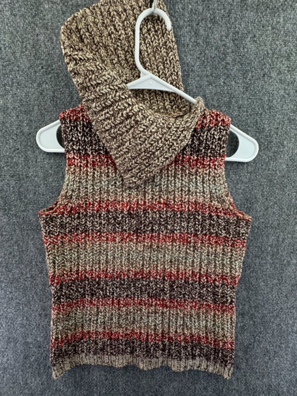 J. Crew Sweater Vest Women's Small Striped Knit Warm Beige Colorful Turtleneck